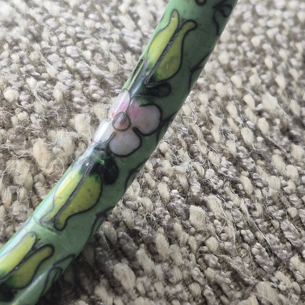 Floral Green Bangle Bracelet - Picture 4 of 8